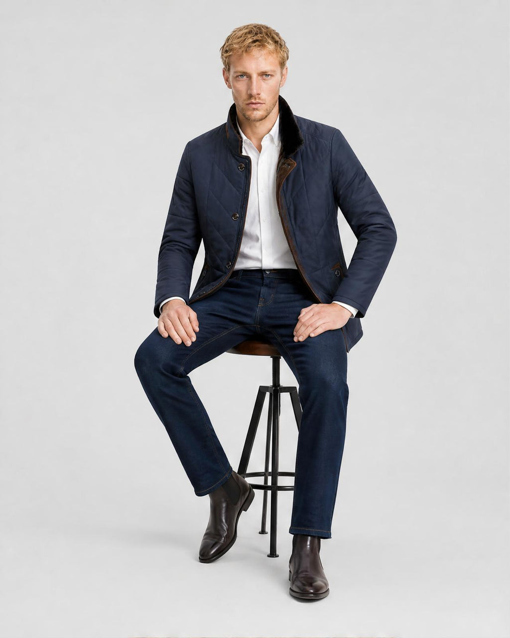 Men's Fur Lined Collar Winter Jacket - Secranzo