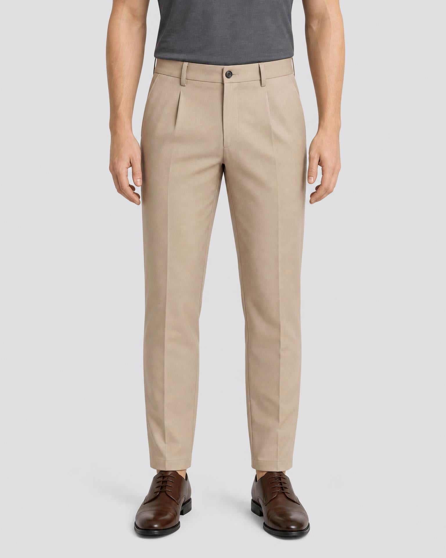 Men's Classic Pleated Dress Trousers - Secranzo