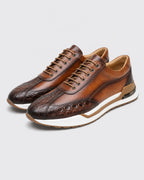 Men's Leather Croc Embossed Sneakers - Secranzo