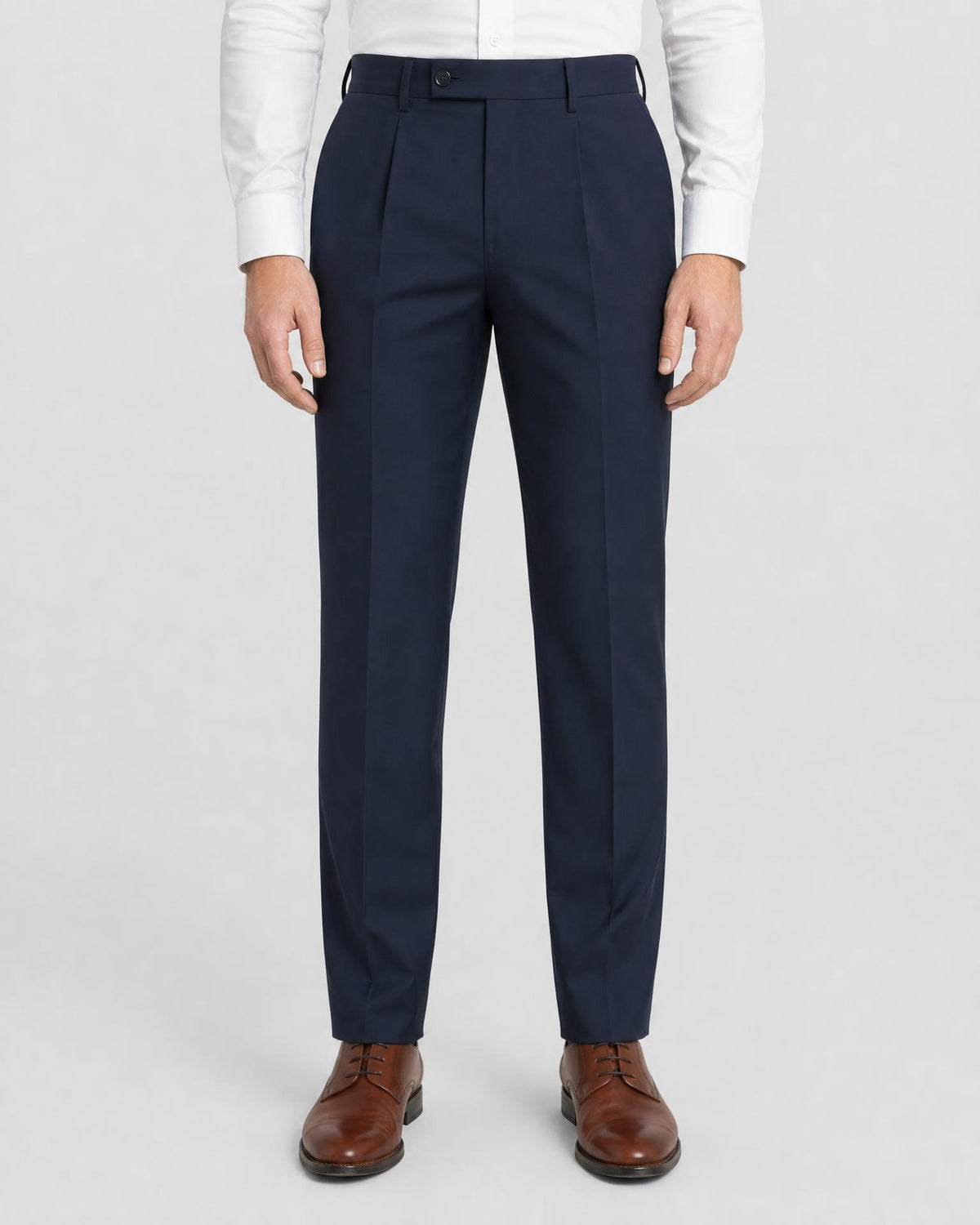 Men's Slim Fit Pleated Suit Trousers - Secranzo