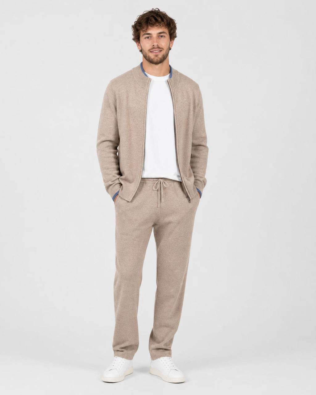 Men's Cashmere Zip Tracksuit Set - Secranzo