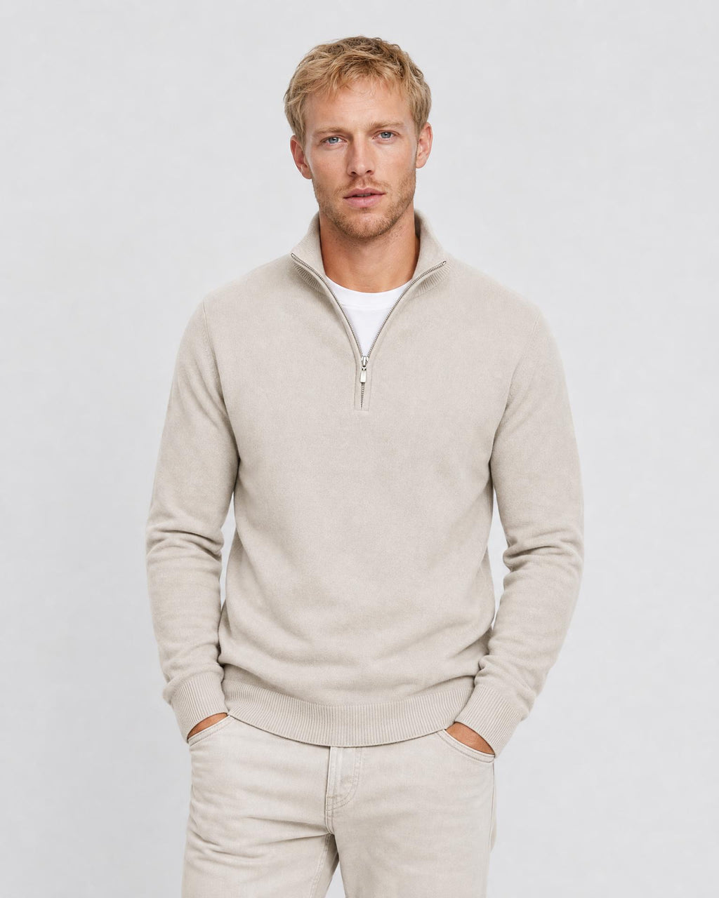 Men's Quarter Zip Knit Pullover Sweater - Secranzo