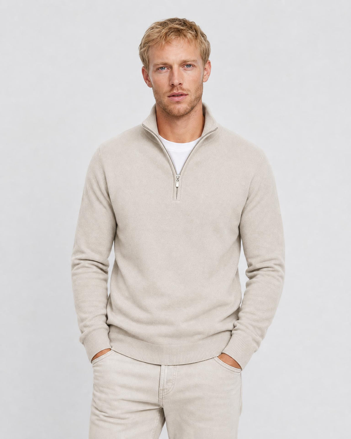 Men's Quarter Zip Knit Pullover Sweater - Secranzo