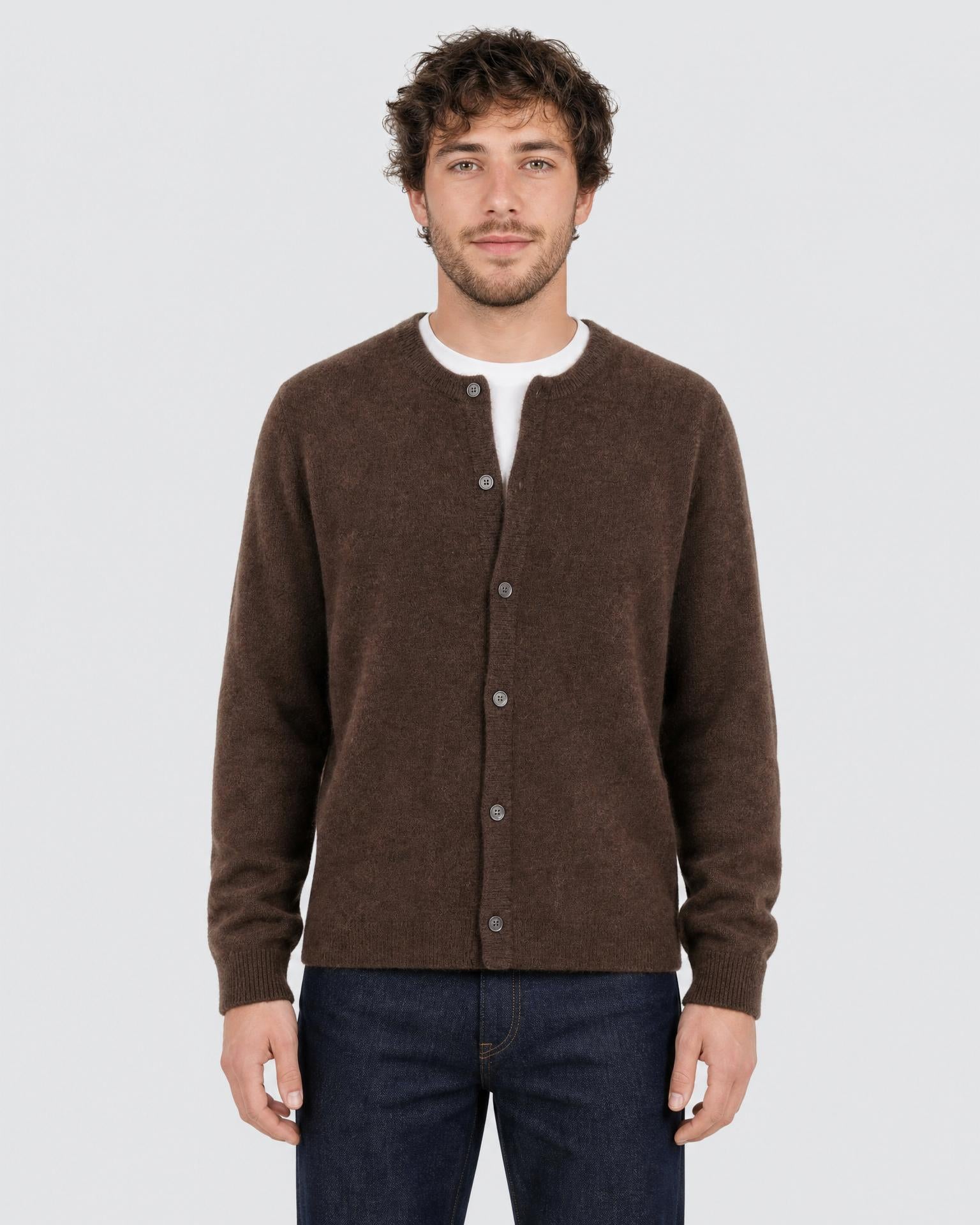 Men's Cashmere Blend Open Cardigan - Secranzo