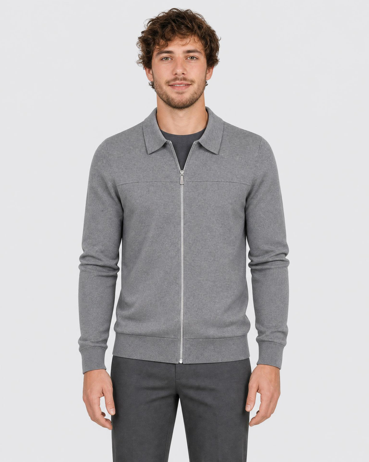 Men's Cotton Full Zip Knit Cardigan - Secranzo