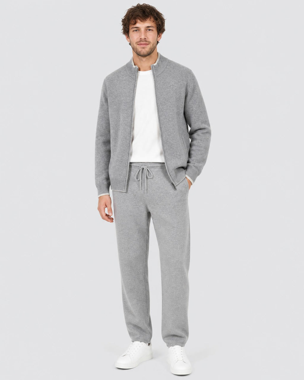 Men's Cashmere Zip Tracksuit Set - Secranzo
