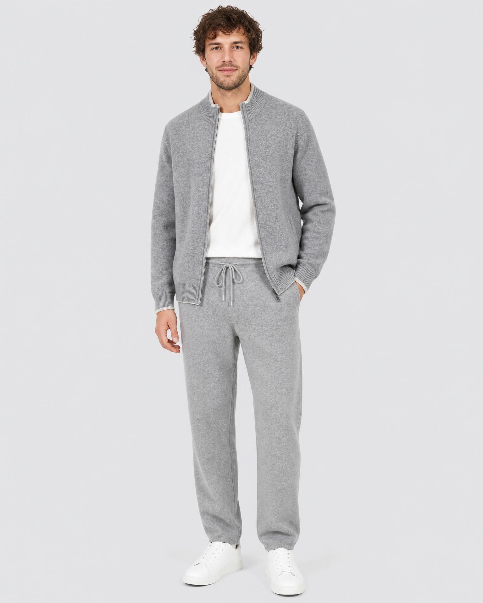Men's Cashmere Zip Tracksuit Set - Secranzo
