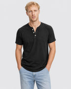 Men's Washed Cotton Henley T Shirt - Secranzo