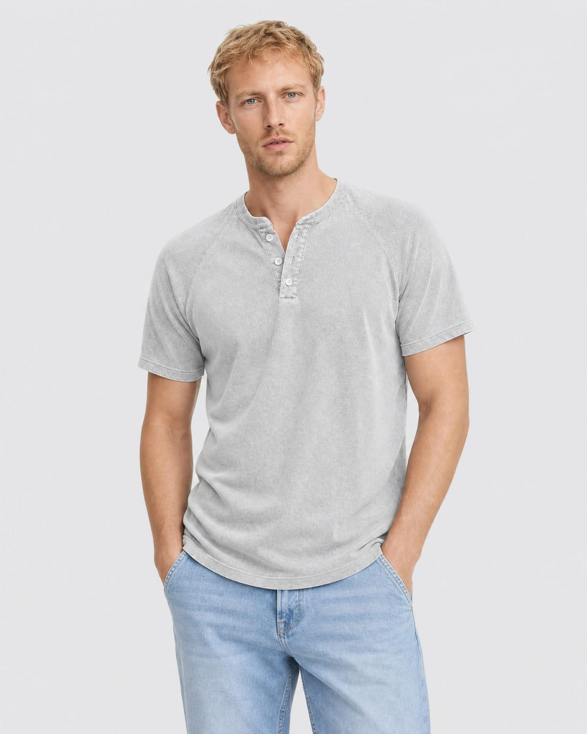 Men's Washed Cotton Henley T Shirt - Secranzo