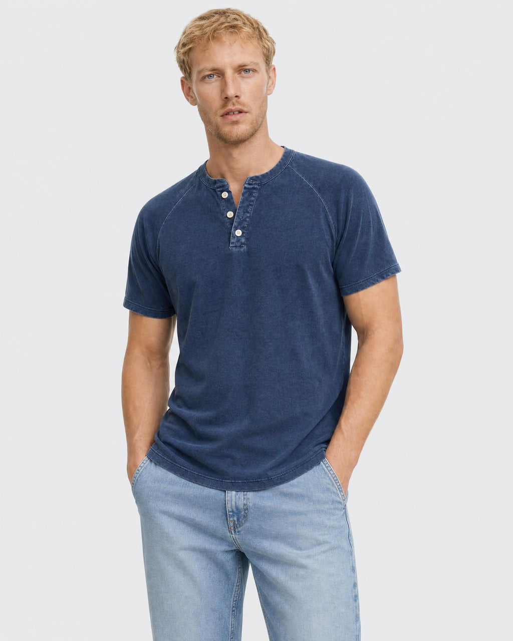 Men's Washed Cotton Henley T Shirt - Secranzo
