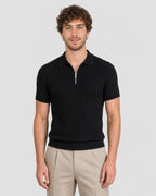 Men's Ribbed Knit Zip Collar Polo - Secranzo