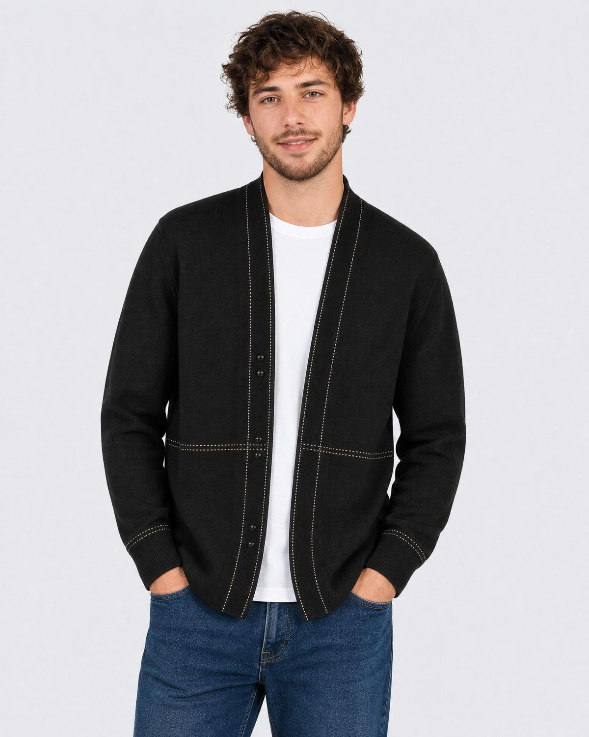 Men's Wool Plaid Knit Cardigan - Secranzo