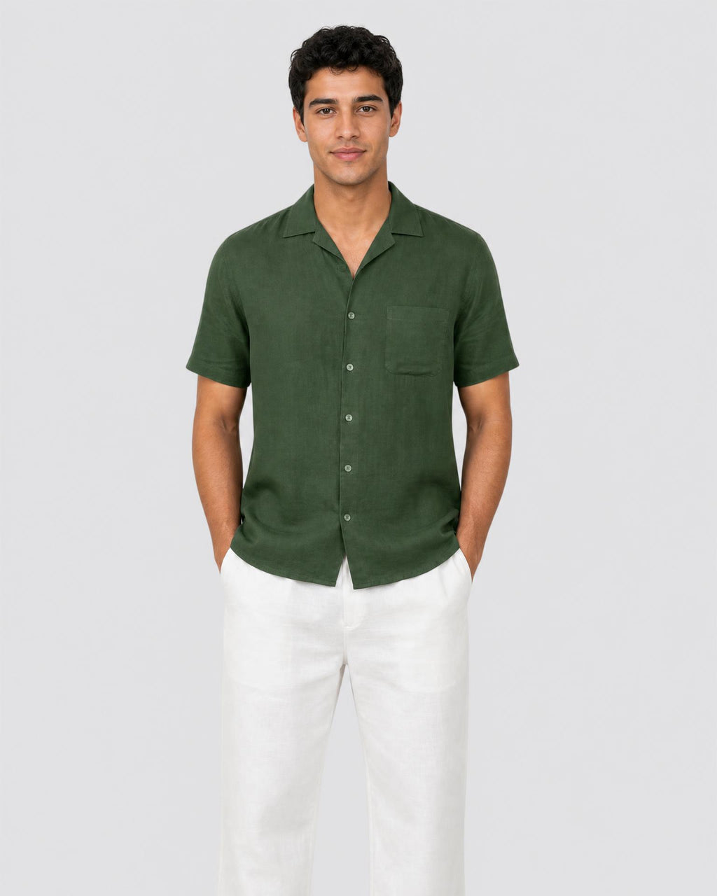 Men's Short Sleeve Linen Shirt - Secranzo