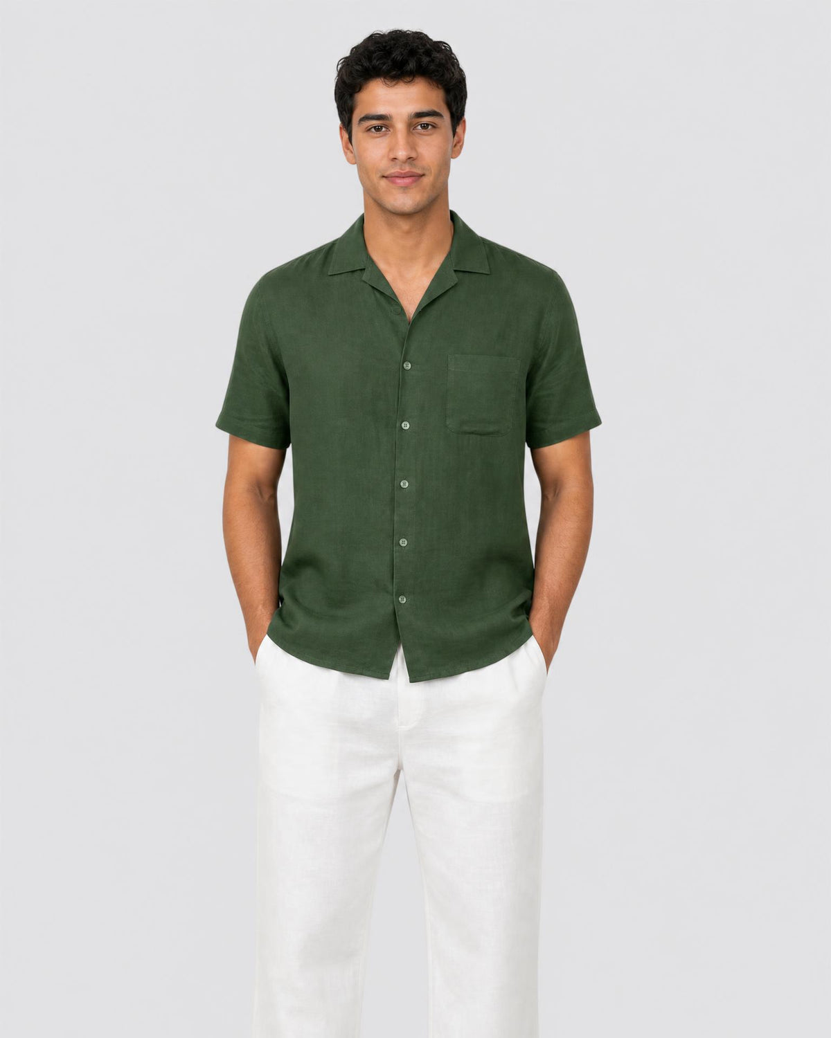 Men's Short Sleeve Linen Shirt - Secranzo