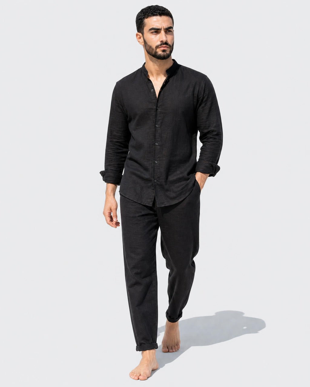 Linen Grandad Shirt and Trouser Set