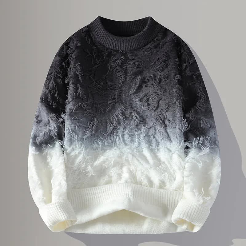 Tufted Fringe Two-Tone Knit