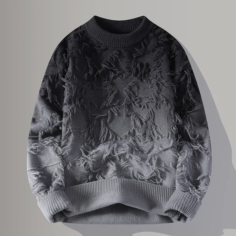 Tufted Fringe Two-Tone Knit
