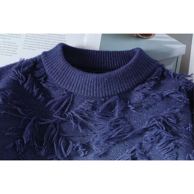 Tufted Fringe Two-Tone Knit
