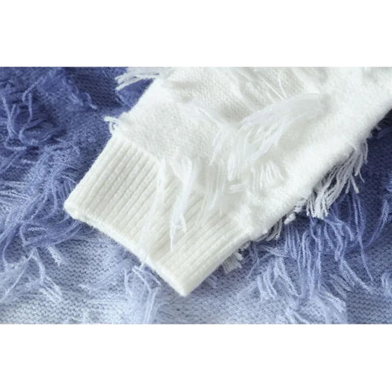 Tufted Fringe Two-Tone Knit