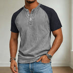 Acid Wash Cotton Henley Tee