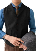 Herringbone Tweed Slim Waistcoat