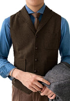 Herringbone Tweed Slim Waistcoat