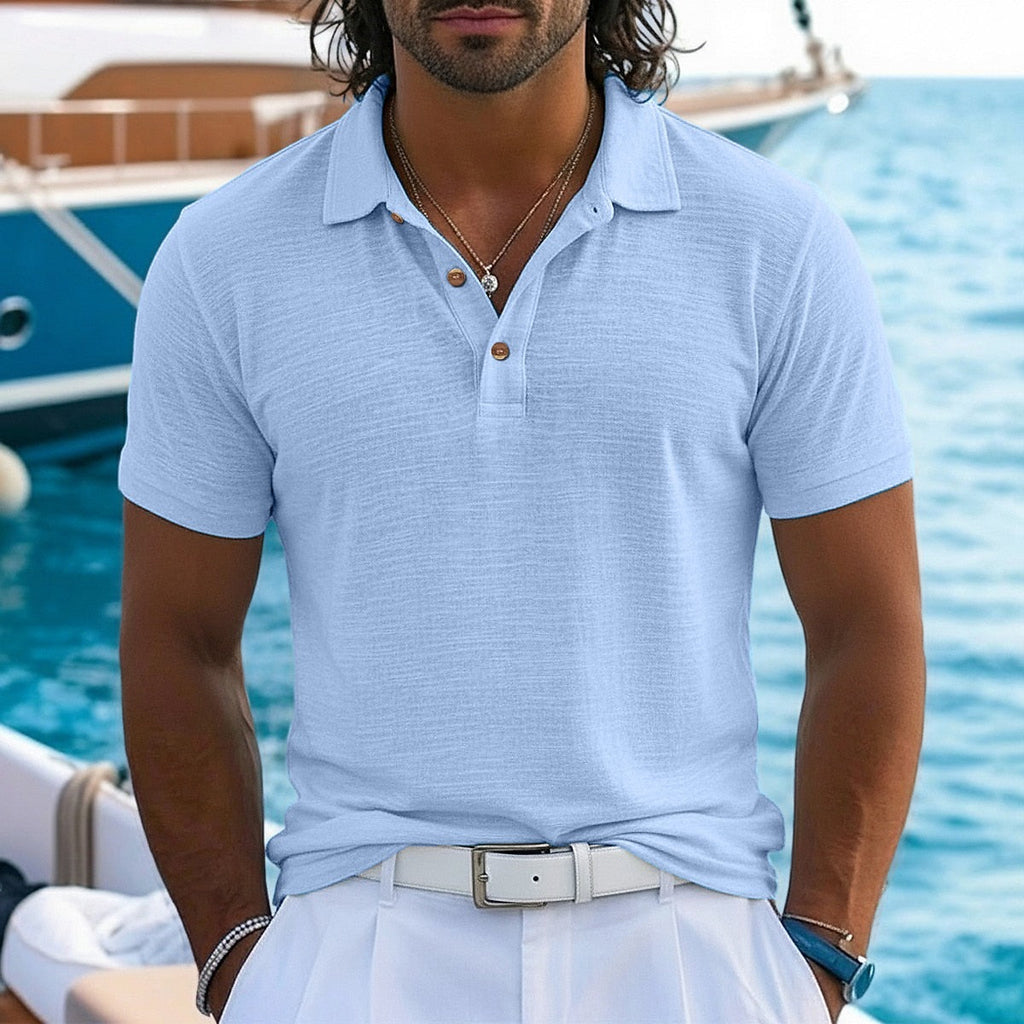 Textured Linen-Blend Polo Shirt