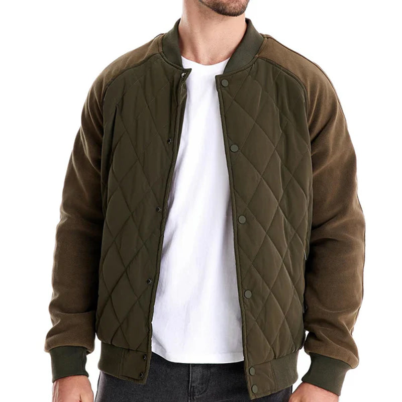 Wool Blend Button-Up Fleece Bomber