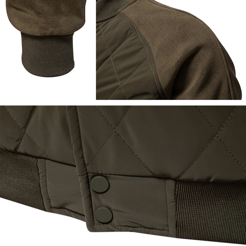 Wool Blend Button-Up Fleece Bomber