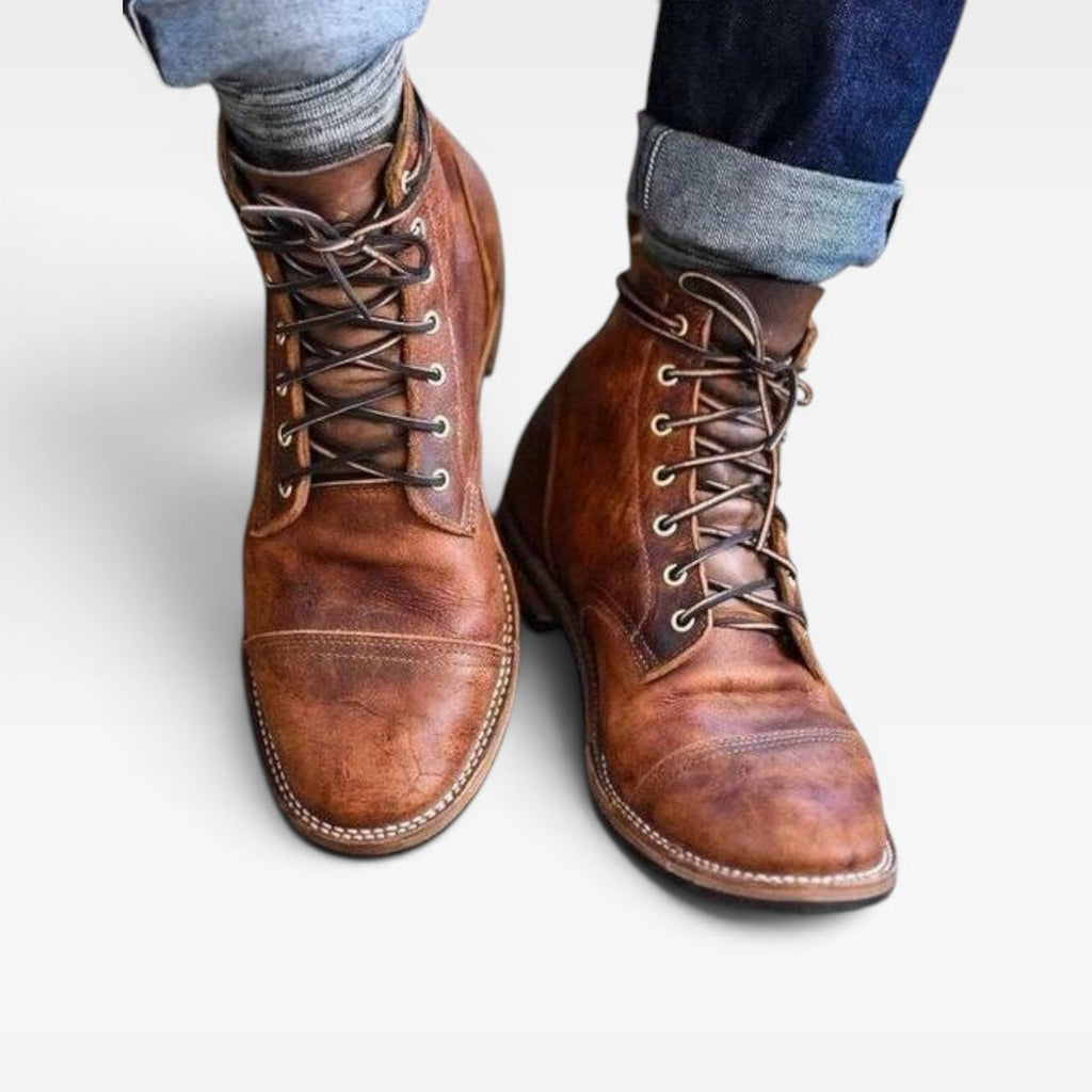 Patina Leather Ankle Boots