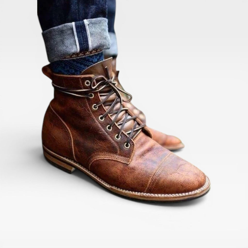 Patina Leather Ankle Boots
