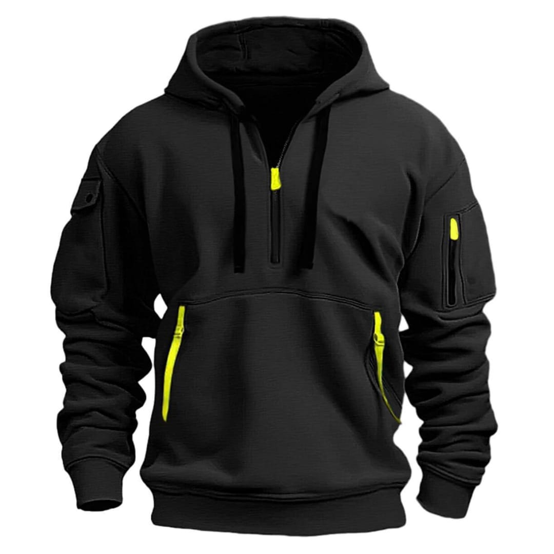 Waffle Quarter-Zip Brushed Hoodie