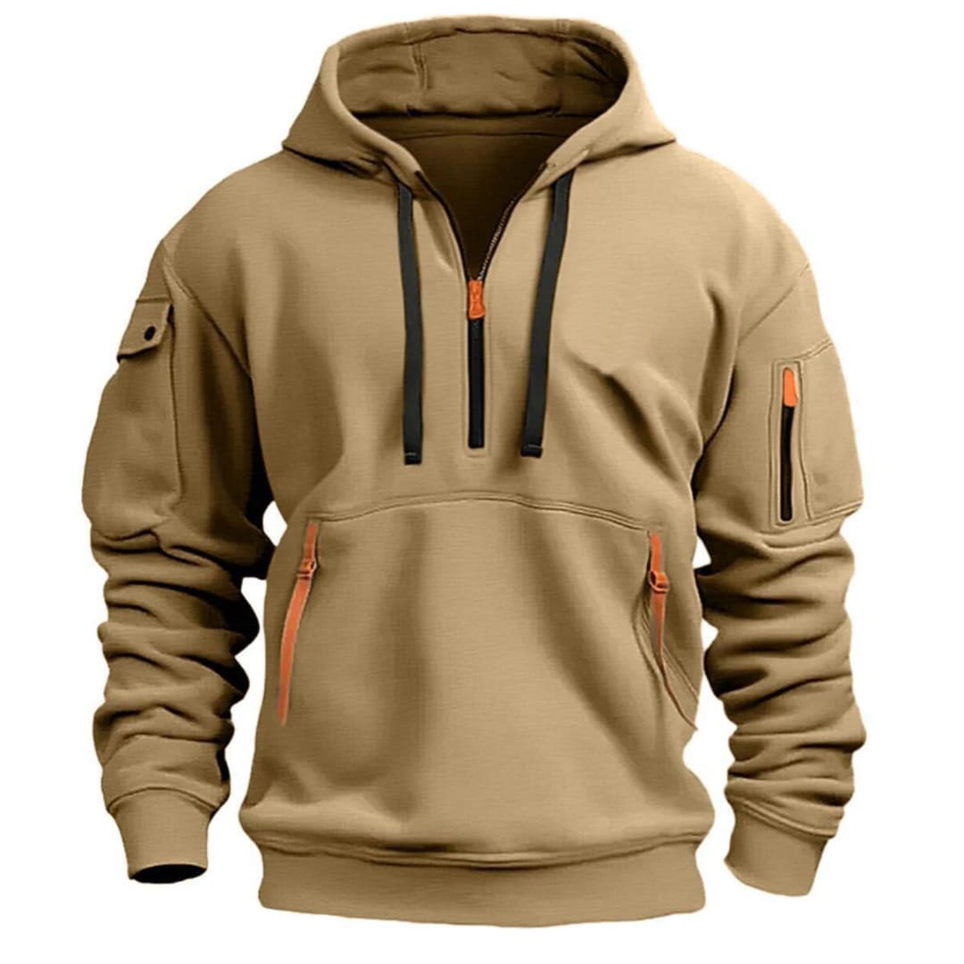Waffle Quarter-Zip Brushed Hoodie