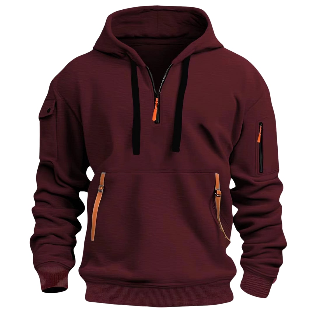 Waffle Quarter-Zip Brushed Hoodie