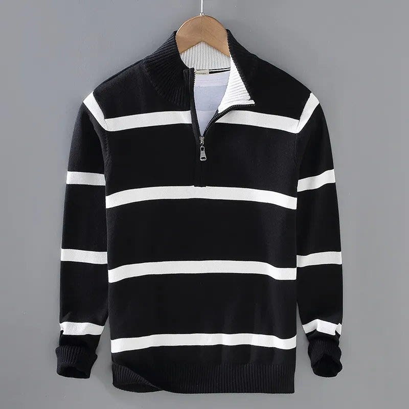 Organic Cotton Half-Zip Stripe Knit