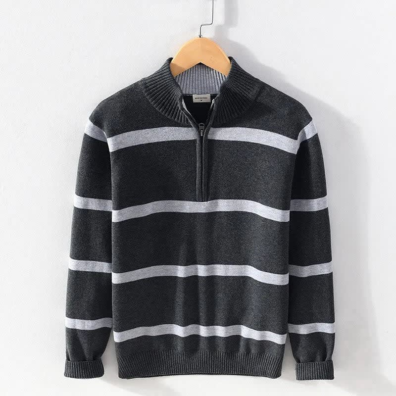 Organic Cotton Half-Zip Stripe Knit