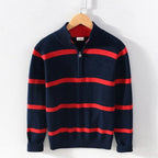 Organic Cotton Half-Zip Stripe Knit