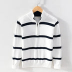 Organic Cotton Half-Zip Stripe Knit