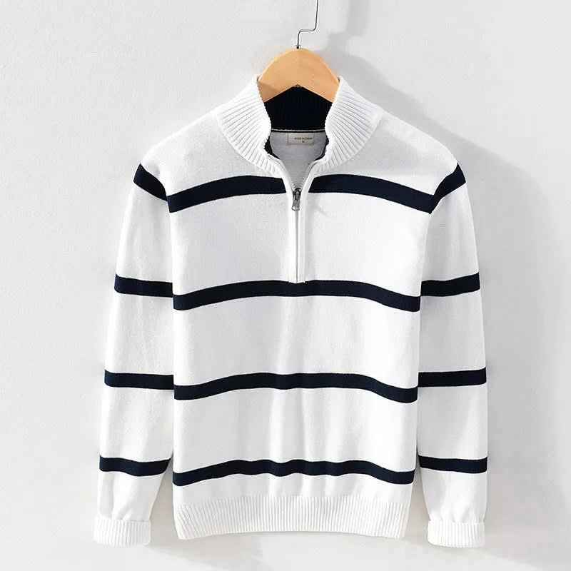 Organic Cotton Half-Zip Stripe Knit