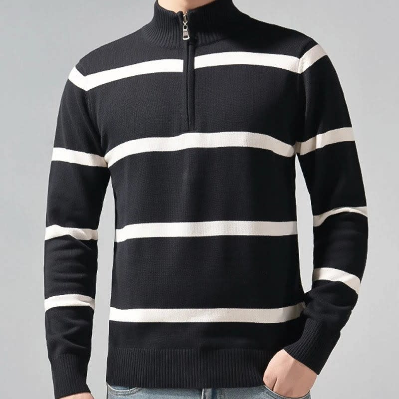 Organic Cotton Half-Zip Stripe Knit