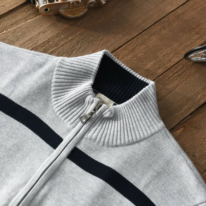 Organic Cotton Half-Zip Stripe Knit