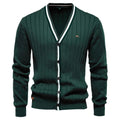Contrast Trim Cotton V-Neck Cardigan