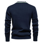 Contrast Trim Cotton V-Neck Cardigan