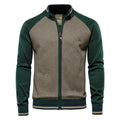 Color Block Zip Stand Collar Cardigan