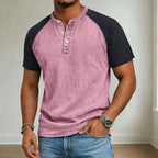 Acid Wash Cotton Henley Tee