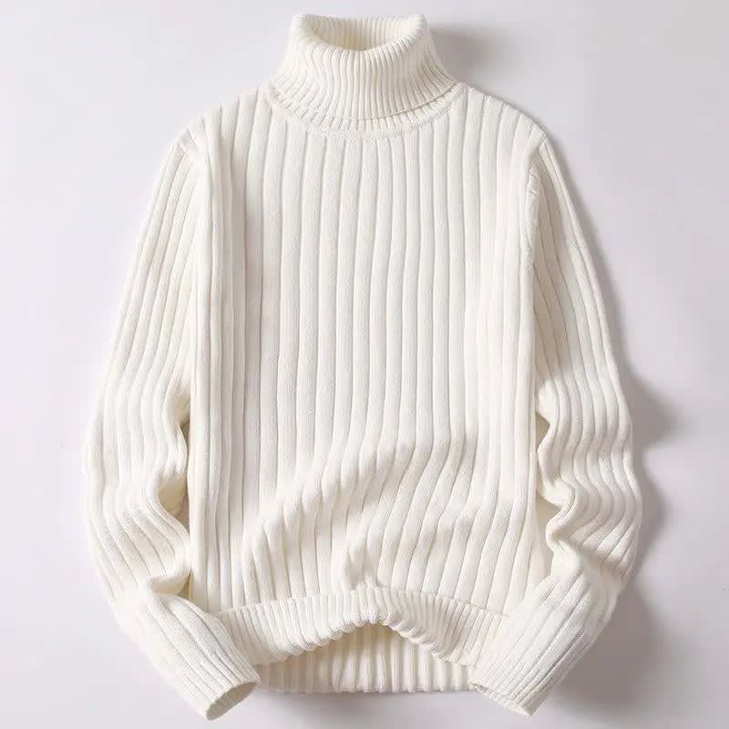 Deep Rib Cotton Blend Turtleneck