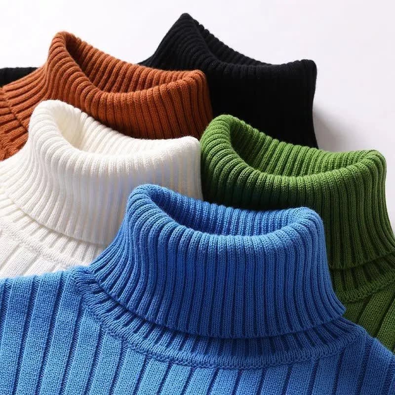 Deep Rib Cotton Blend Turtleneck