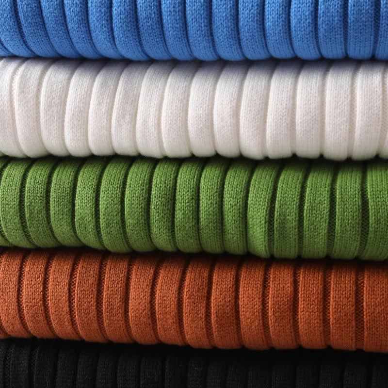 Deep Rib Cotton Blend Turtleneck