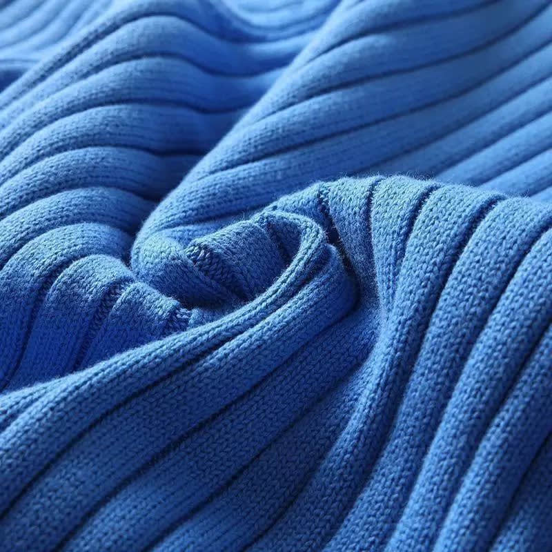 Deep Rib Cotton Blend Turtleneck