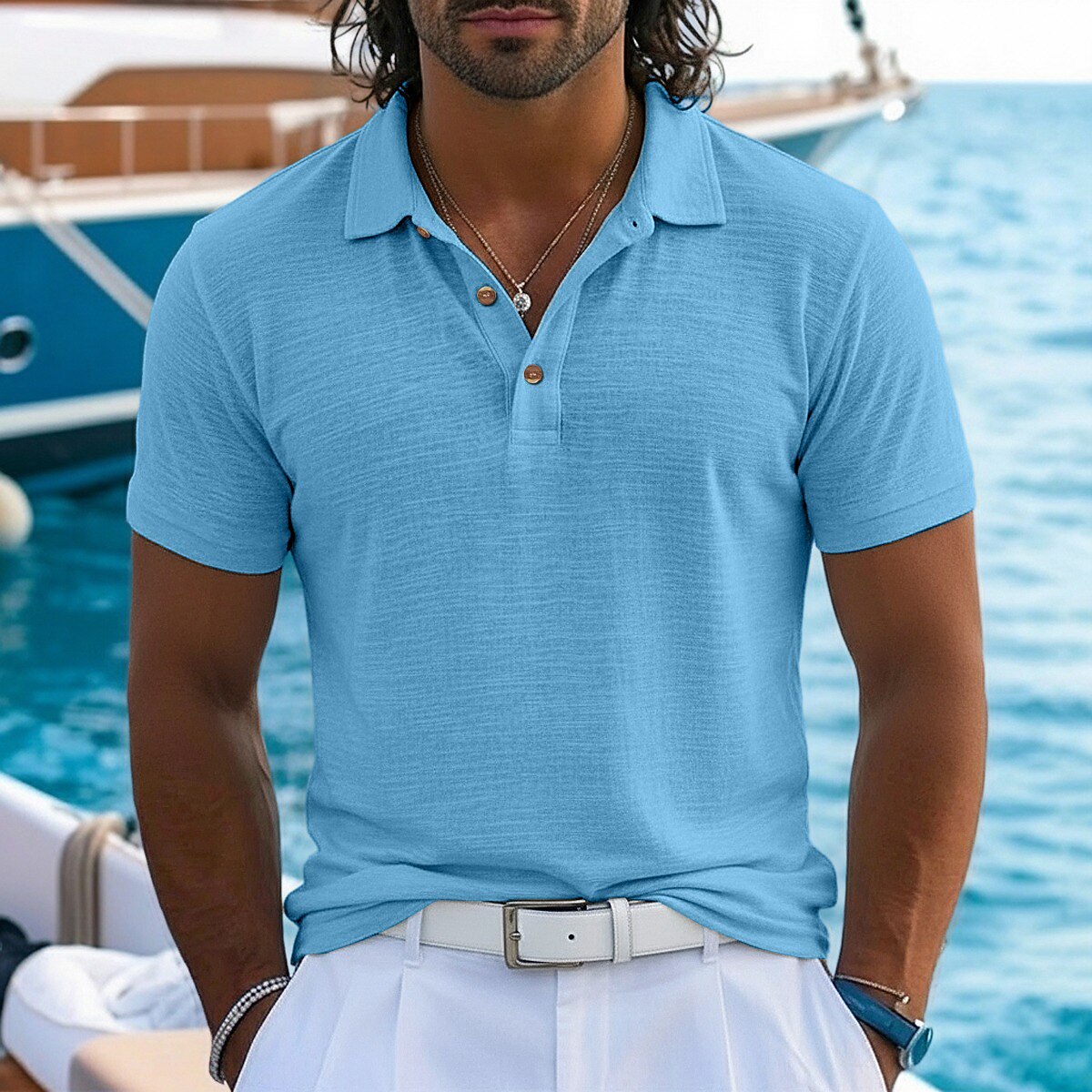 Textured Linen-Blend Polo Shirt